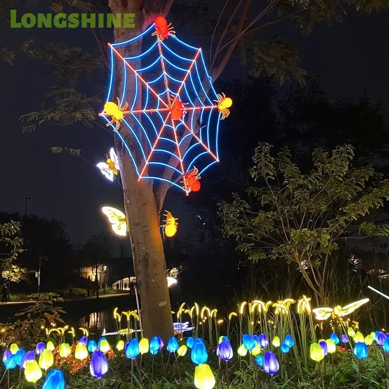 Outdoor Lighting Tree - Für Halloween Spinnennetz LED-Lichter Outdoor Garten