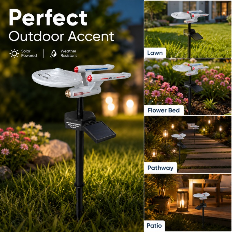 Outdoor Lighting Led Fixtures - Star Trek USS Enterprise Solar-Gartenleuchte mit