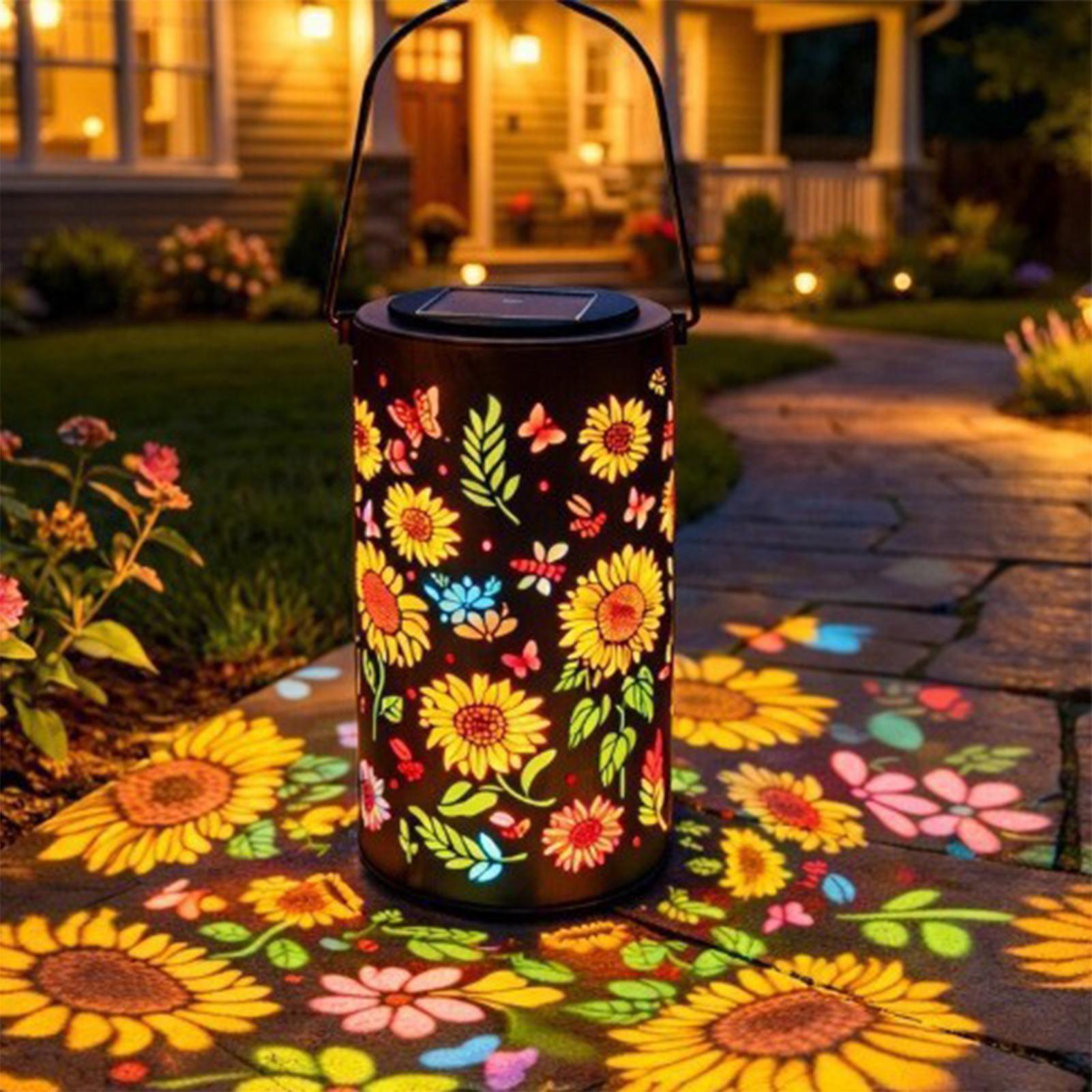 Outdoor Lighting Tree - Sonnenblumen-Solarlaterne, wetterfestes Metall, bunte Sonnenblumen-Solarleuchten für
