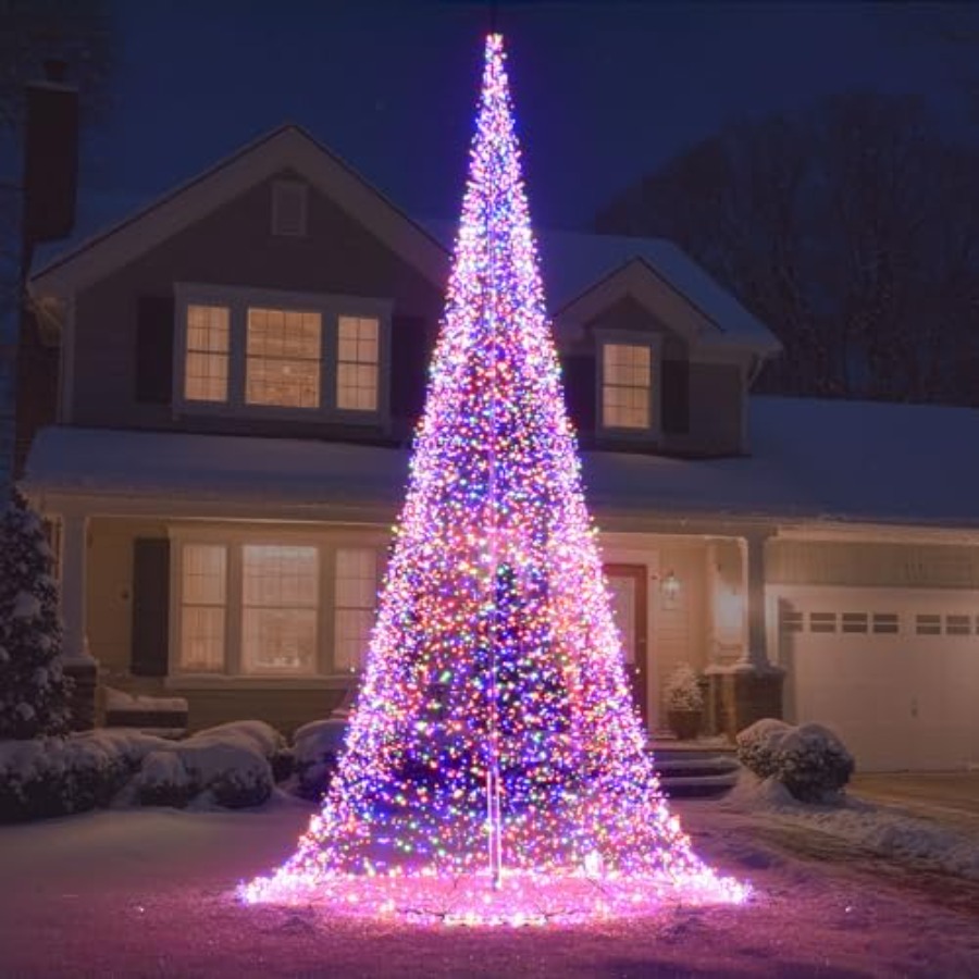 Outdoor Lighting Tree - Outdoor-Fahnenmast mit LED-Weihnachtsbaum, 33 Fuß, 8400