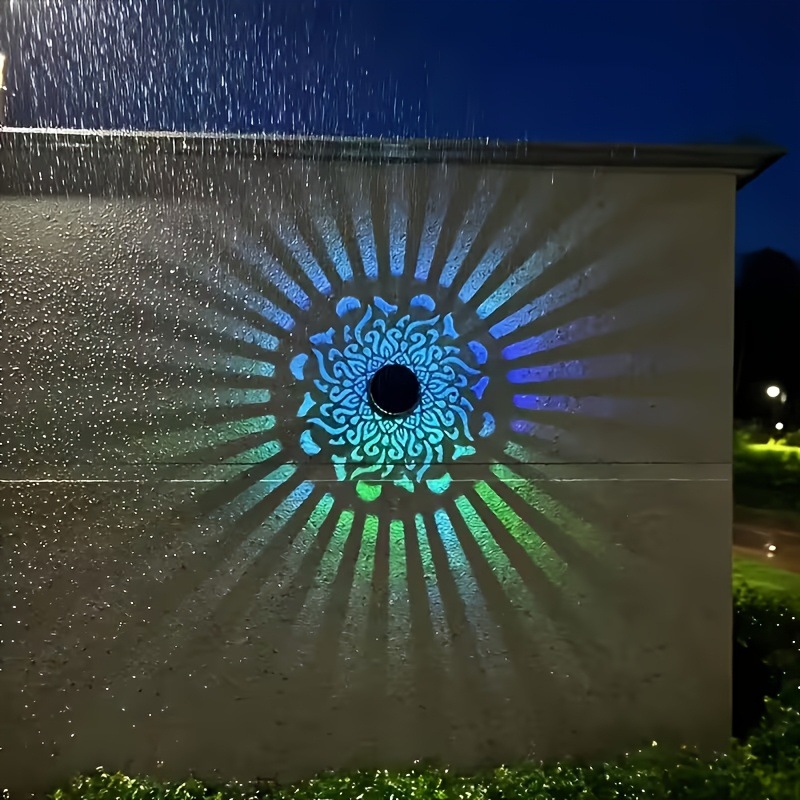 Outdoor Lighting Led Fixtures - Solar-LED-Wandleuchte Mandala-Projektionslaterne Wasserdichte Außenbeleuchtung für Hof